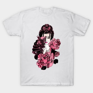 Japanese Geisha Chrysanthemum Kimono 108 T-Shirt